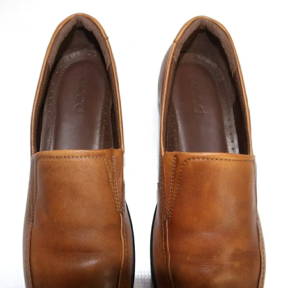 ECCO brown leather loafers wedge heel women's size 41 US 10
